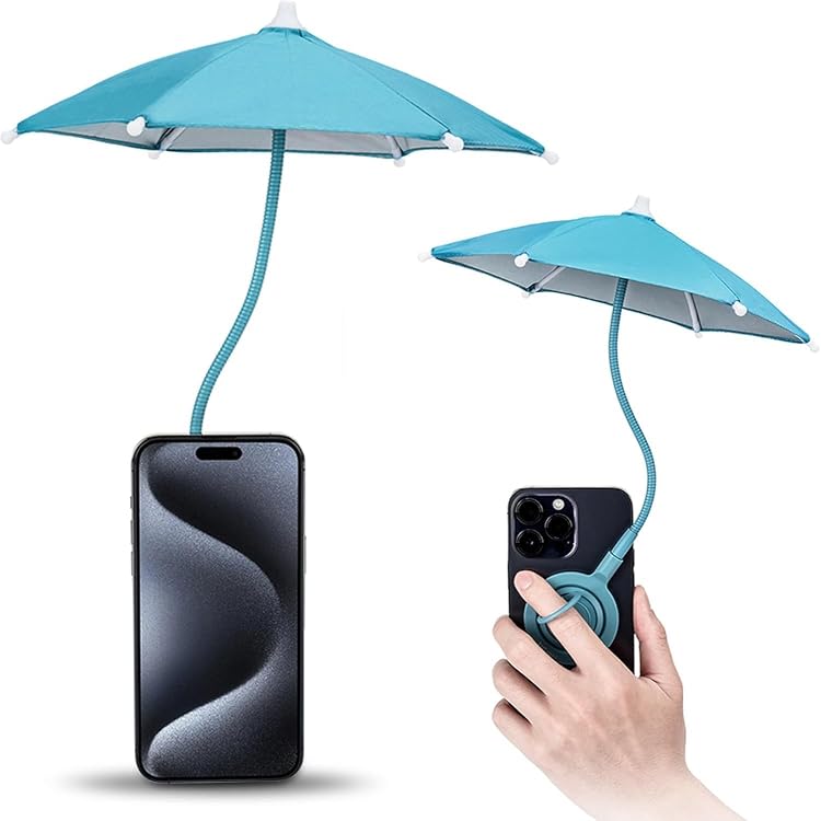 2 Parapluies Ventouse Pour Téléphone - Protection Soleil Et Pluie - Forme Cochon, Compatible Smartphones
