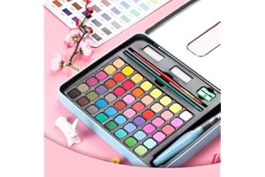 GERBALA Set Di Acquarelli Professionali, Euakee 48 Colori Set Di Pittura Ad Acquerello, Acquerelli con Carta per Acquerello, Pennelli e Altri Strumenti di Disegno per Artisti e Pittori per Hobby