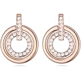 Crystalline Azuria Cristales Redondo Circulo Pendientes de tuerca 18ct Chapado en Oro Pendientes para Mujeres y Ni&ntilde;as