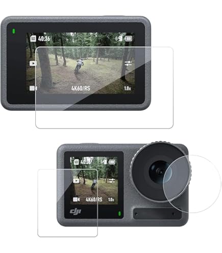 2 Set Pellicola Protettiva Per DJI Action 4 - Vetro Temperato Per Schermo E Lente, Anti-Graffi