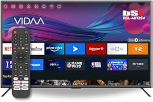 BSL BEAUTIFUL SOUND LINE BSL-40T2SV VIDAA Smart TV 40 pouces WiFi RJ45 Résolution Full HD 1920 x 1080p USB DVBT2/S2 et Ci Compatible avec YouTube, Netflix, Disney +, Dazn, Prime, HDMI