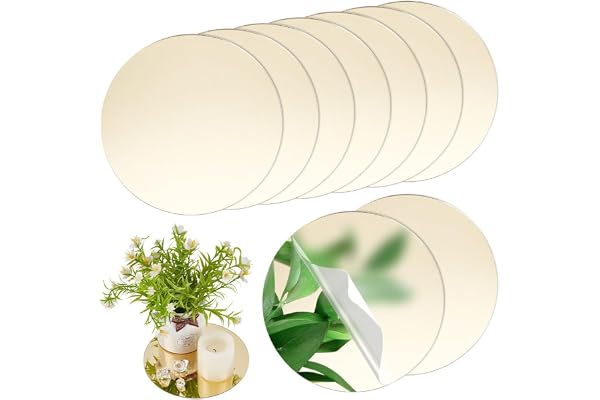 NBEADS 10 st runda speglar i akryl, guld rund spegel bordsuppsatser för bord icke-glas spegelplatta spegel ljusplattor för hantverk, bröllop, fest, väggdekorationer, 15 cm i diameter