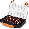 Massca Hardware Box Storage. Hinged Box Made of Durable Plastic in a Slim Design with 18 compartments. Excellent for Screws Nuts and Bolts.