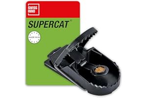 SWISSINNO Rattenfalle Schlagfalle SuperCat für Ratten mit Köder – Extra Starke, Wiederverwendbare mit Erdnussbutter-Lockstoff – Hygienisch & sofort einsatzbereit - 1 Falle