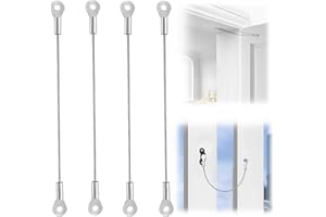 CLYDEWY 4pcs Cabinet Door Window Restrictor 8 Inch 20 Cm Stainless Steel Flap Stay Stop Restraint Wire Rope Flexible Lightweight Braided Cable Hinge Limiter for Chest Cupboard Door Curtains Hanging Lamps Etc