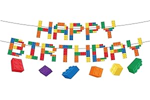 Tourima Bausteine Happy Birthday Girlande Kindergeburtstag – Geburtstagsgirlande Mädchen & Jungen, Party Girlande Geburtstag Deko Banner, Geburtstag Dekoration für Kinder & Erwachsene, Partydeko