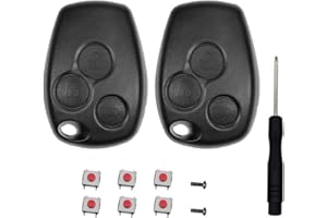 SLshiBo Pack de 2 Fundas para Llaves Renault Funda para Llaves de Coche de 3 Botones Renault con 6 Micro Botones y Destornillador Compatible con Renault Twingo Kangoo Modus Dacia Clio y Trafic (9,5 mm