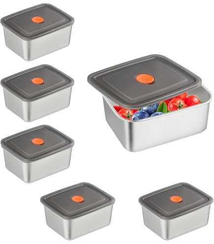 Gearific Stainless Steel Food Containers with Lids, Snack Containers, Leakproof Metal Food Storage Containers for Restaurant, Kitchen, Freezer, Buffet (1000ml 1600ml 2600ml