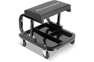 ‎STAHLWERK STAHLWERK Werkstatthocker WRS-35 ST mit 136 kg Tragkraft Werkstattsitz | Werkstattstuhl | Rollhocker | Arbeitshocker | Werkstattrollsitz mit Leichtlauf-Lenkrollen und praktischen Ablagemulden