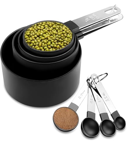 KitchenAid Set universale di misurini e cucchiai, 1/4, 1/2, 1/3 e 1 tazza, e 1 cucchiaio, 1/2 cucchiaio, 1 cucchiaino, 1/2 cucchiaino e 1/4