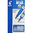 Pilot Twin Marker - Blue, Pack of 12 Pieces