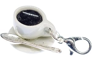 Miniblings Kaffeetasse Tasse Löffel Charm Teetasse Kaffee Cafe - Handmade Modeschmuck I Kettenanhänger versilbert - Bettelanhänger Bettelarmband - Anhänger für Armband