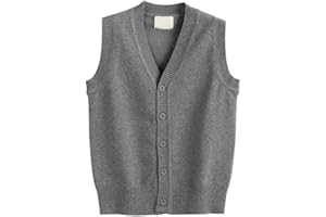 Runstarshow Boys Girls Knitted Tank Top Sleeveless V Neck Jumper Unisex Kids Gilets Sweater Vest School Uniform Knitwear Waistcoat Cardigan for Kids Teens Aged 3-13 Years