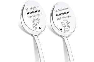 DIKARIYA Regalo Festa dei Nonni, Cucchiaini da Caffè Acciaio Inossidabile con Incisione, Regalo Nonna Compleanno Originali, Regalo Nonno Compleanno, Regalo Nonna e Nonno, Idea Regalo Festa dei Nonni