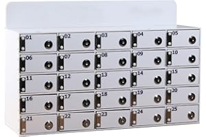 LVRUIEDS Almacenamiento para teléfono móvil, caja de almacenamiento personal con ranuras 12/15/20/25/30/40 ranuras, armario transparente para teléfono móvil con cerradura, armario de almacenamiento