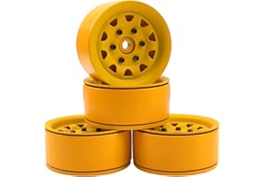 SHARE GOO 4Pcs ShareGoo Metal Wheel Hub Rims 1.9 Inch Beadlock Wheel Rim 25.5mm Thickness Compatible with Axial SCX10 90046 Wraith Traxxas TRX4 D90 Tamiya CC01 1/10 RC Crawler Car (Yellow)