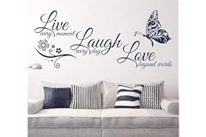 Wajade Live Laugh Love Wall Sticker Motivational Wall Stickers Quotes Inspirational Wall Decals for DIY Home Decoration for Bedroom Living Room