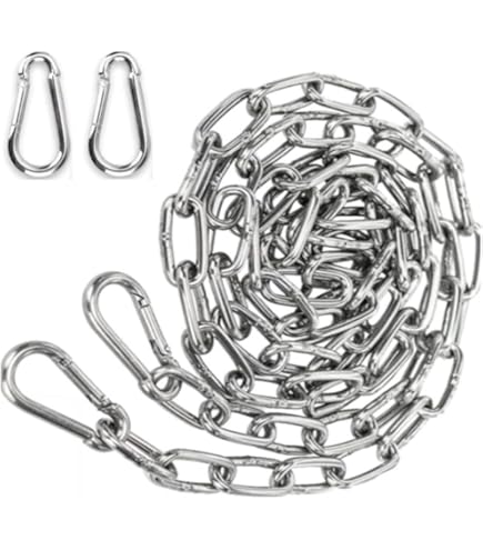 2 stuks 200-cm = 2-meter 3-mm dikke roestvrijstalen ketting V4A met 2 stuks 200-cm = 2-meter 3-mm dikke roestvrijstalen ketting V4A met