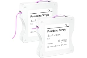 AISEELY Lot de 2 feuilles de papier abrasif dentaire, taille fine : 4 mm de large, 6 m/rouleaux/boîte, papier abrasif interdentaire, outils de ponçage interdentaires pour le polissage des dents (rose,