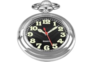 Tiong Brillant Chiffres Arabes Montre de Poche Quartz Homme Cadeau Montre de Poche Mouvement Quartz Homme avec chaîne, Arabe