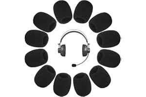 DEVENIRRICHE 12 Pack Headset Microphone Foam Covers, Lapel Headset Foam Microphone Mini Windscreens Sponge Foam Covers