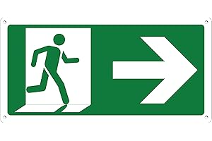 Pubblimania Uscita di Emergenza Freccia a Destra | Cartello in alluminio composito 3 mm esterno-interno (Uscita Emergenza Destra, 1 Unità)