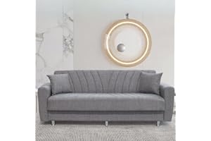 TOSCOHOME Divano 3 posti con contenitore e funzione letto color tortora - Poem