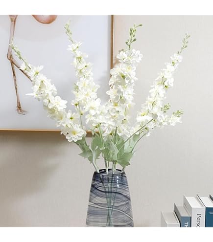 IPOPU Fiori Finti Delphinium In Seta 85cm | 6 Steli Azzurri | Fiori Artificiali A Stelo Lungo Per Vasi Alti | Decorazioni Casa Matrimonio - 2