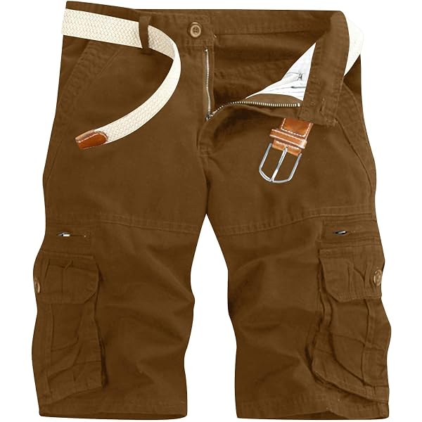 Short Cargo Homme En Coton - Taille élastique, Poches Multiples - Idéal Travail, Sport, Loisirs
