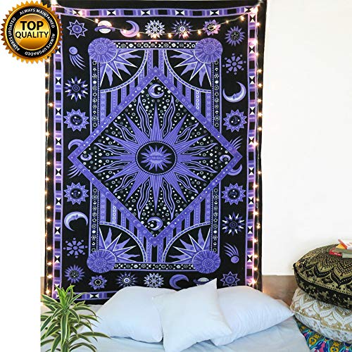SROOD Mandala Indien Tapisserie Hippie Tenture Murale Décoration Art Throw Tapis De Yoga Affiche Bleu