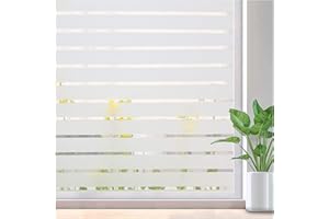 KINGNET Vinilos para Cristales Rayas, Dejan Pasar la luz Suave, Adhesivo estático, sin Pegamento, para Ventanas, Puertas, Oficina, Ducha (44.5x400cm)