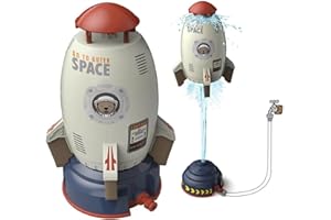 Goolsky Outdoor Water Sprinkler, Rocket Design Water Powered Liftoff & Spin, Outdoor Water Pressure Lift Sprinkler Toy, Summer Garden Water Play Toys & Birthday Gift for Teen