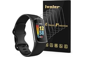 ivoler 6 sztuk folii ochronnej na ekran do Fitbit Charge 6 / Fitbit Charge 5, 3D, pełne pokrycie [nakładane na mokro] [odporne na zarysowania] [bez pęcherzyków] HD TPU miękka folia