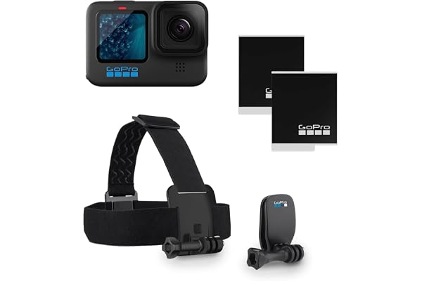 GoPro HERO11 Black Bundle – Comprend Une caméra HERO11 Black, Un Serre-tête + QuickClip et Une Batterie Enduro (2 au Total)