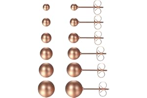 JewelryWe Schmuck Herren Damen Ohrstecker, 3~8mm Unisex Kugel Perlen Ohrringe Ohrschmuck, Edelstahl, Silber/Schwarz/Gold/Rosegold/Blau/Bunt