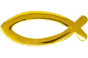 Oblique Unique® Autocollant en forme de poisson avec emblème chrétien pour voiture, appartement, porte, bricolage, décoration, baptême, communion, confirmation, cadeau – Doré
