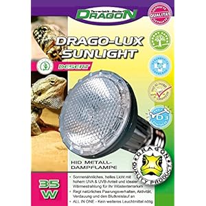 DRAGO-LUX Sunlight DESERT 35w - Metalldampflampe für E27 Fassung mit UVA und UVB Strahlung