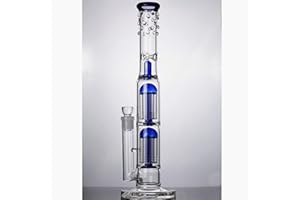 RORA Vetro Doppio Albero Bongs Bong 18mm Bowl Cupola Macchinetta Per Waterpipe 16" Alto (Blu)