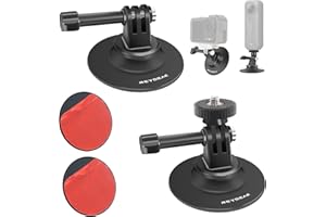 REYGEAK Soporte adhesivo giratorio 360° con almohadillas adhesivas 3M, soportes flexibles para casco Insta360 X5, soportes adhesivos para DJI Action 5/Action4/3 Go-Pro Hero 13/12/11/10 (2 unidades)