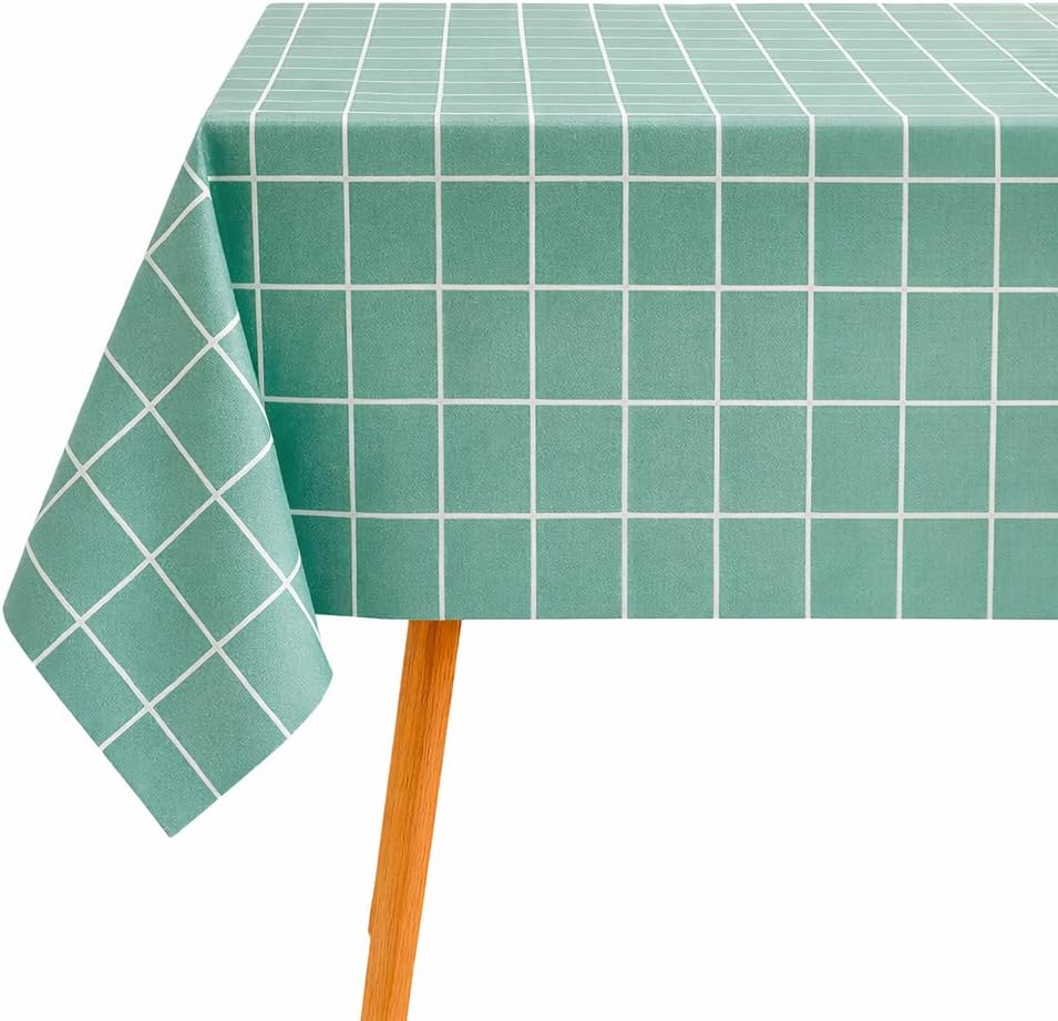 Madel Mantel Antimanchas Rectangular, Mantel Impermeable, Facil de Limpiar, Mantel Exterior Jardín, Mantel Mesa Interior (Azul, 137 x 180 cm)