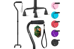 BeneCane Walking Cane for Women and Men-Large Quad Cane-Foldable and Sturdy Offset Walking Cane-Portable 4 Prong Canes for Men and Women