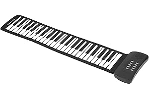 ASHATA PM49H Piano Enroulable, Clavier de Piano électronique Souple Rechargeable à 49 Touches avec Fonction MIDI Bluetooth, Son Surround 4D, Piano Pliable à la Main pour Débutants(PM49)
