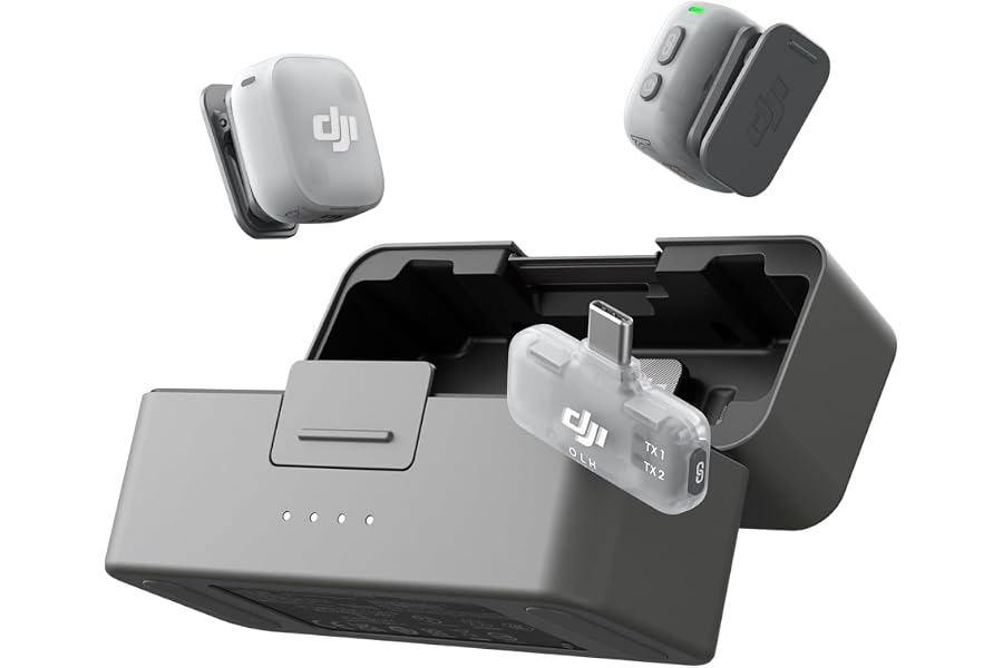 DJI Mic Mini 2 (2 TX + 1 Mobile RX + Ladeschale), Funkmikrofon | Für iPhone 17/16/15 und Android/Tablet/PC, Plug-and-Play, 90 h Akkulaufzeit, 300 m Übertragungsreichweite, Vlog