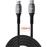 Juo 100W 5A E-Mark &Ccedil;ipli PD Type-C to Type-C &Ouml;rg&uuml;l&uuml; Hızlı Şarj ve Data Kablosu 2 Metre