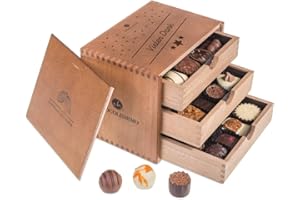 CHOCOLISSIMO ChocoGrande - 30 exclusivos Surtido De Pralinés | Gracias |bombones Praliné | regalo en caja de madera | sabores | Chocolate | Adultos | Mujer | Hombres | Dia de la madre | Regalo de agradecimiento