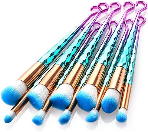 Makeup Brush Kit Cosmetics Set,Efforty 10pcs Diamond Hook Makeup Brushes Kabuki Foundation Powder Cream Eyebrow Eyeliner Blush Cosmetic Concealer Brush