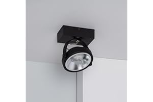 LEDKIA LIGHTING Foco LED 15W CREE de Superficie Direccionable AR111 Regulable Negro Blanco Cálido 2700K