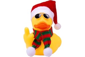 Mwmoeen Weihnachts Gummi Ente Auto Dekoration, Lustige Gummi Ente Auto Armaturenbrett Ornament mit Weihnachtsmütze, Schal und Sonnenbrille, Passend für Auto, Büro, Haus Dekoration, 8cm