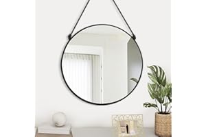 GOSIDER Kreis hängender Wandspiegel Schwarzer runder Spiegel für Badezimmer Wandmontierter Rahmenspiegel moderner Home Decor Spiegel für Wohnzimmer Schlafzimmer Eingangsbereich Flur Waschraum Dorm