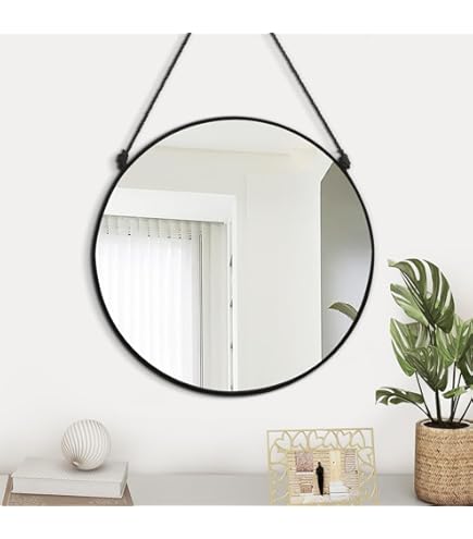 Ronde spiegel met plankje - hout - 40 cm
